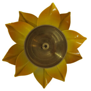 Brass Lotus Diya Yellow Medium
